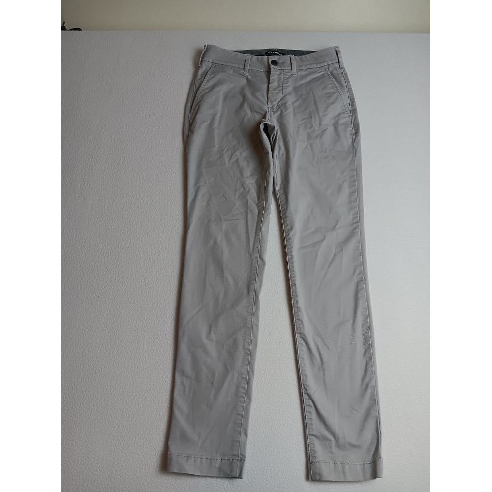 Express Super Skinny Chino Pants Womens 26x30 Light Gray Stretch Flat Front